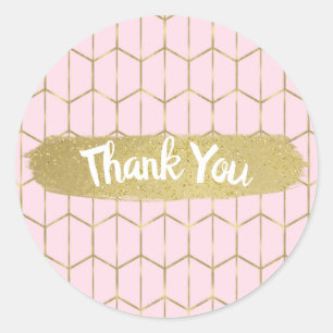 Boho Roze Zeshoek Gouden Geometrische Glam Sweet 1 Ronde Sticker
