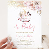 Boho Roze Zwaan Baby Shower Kaart