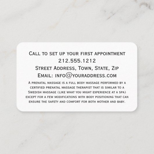 Boho Roze Zwangerschap Prenatale Massage Therapeut Visitekaartje (Achterkant)