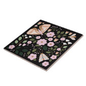 Boho roze zwarte korrelige vlinder tegeltje (Zijkant)