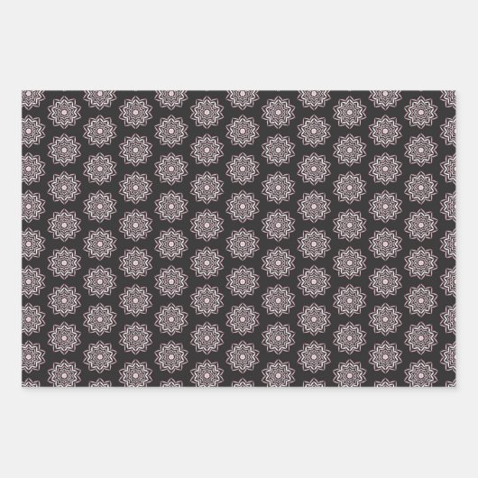 Boho Roze & Zwarte Mandala Inpakpapier Vel (Voorkant)