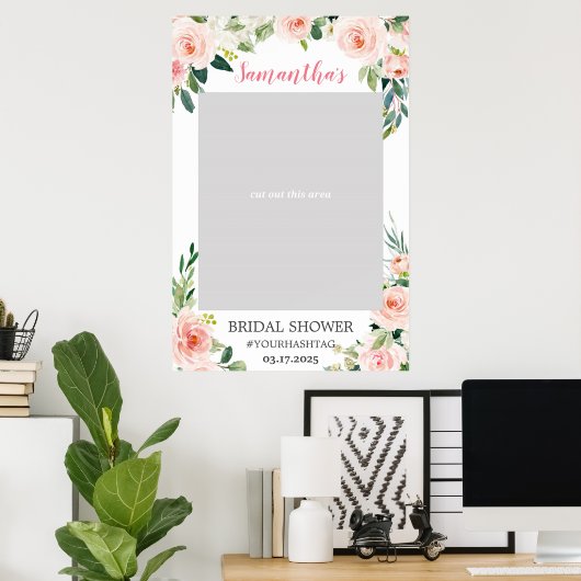 Boho roze zweverige bloem foto prop booth poster (Thuiskantoor)
