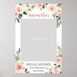 Boho roze zweverige bloem foto prop booth poster