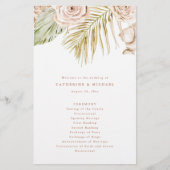 Boho Rozen and Tropical Leaves Wedding Programme (Voorkant)