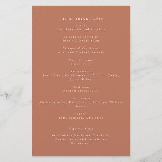 Boho Rozen and Tropical Leaves Wedding Programme (Achterkant)