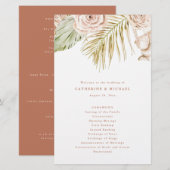 Boho Rozen and Tropical Leaves Wedding Programme (Voorkant / Achterkant)