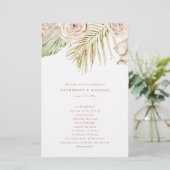 Boho Rozen and Tropical Leaves Wedding Programme (Staand voorkant)