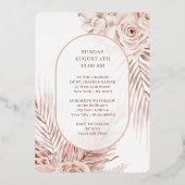 Boho Rozen Bloemkruis Doop Folie Uitnodiging (Achterkant)