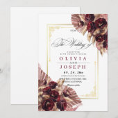 Boho Rozen Bloemrijke Rustieke Bruiloft Kaart (Voorkant / Achterkant)