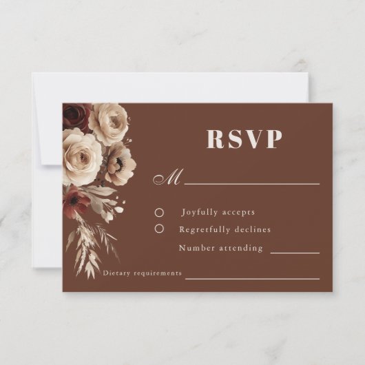 Boho Rozen bruiloft RSVP Kaartje (Voorkant)