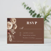 Boho Rozen bruiloft RSVP Kaartje (Staand voorkant)