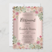 Boho Rozen Confetti Pensioenfeest Kaart (Voorkant)