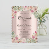 Boho Rozen Confetti Pensioenfeest Kaart (Staand voorkant)