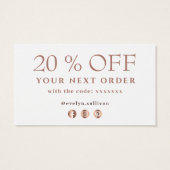 Boho rozen dank je korting visitekaartje (Achterkant)