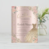 Boho Rozen Diamanten Jurk Rose Goud Kaart (Staand voorkant)