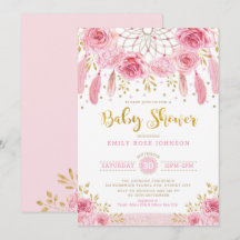 Boho Rozen Drocatcher Pink Gold Girl Baby shower