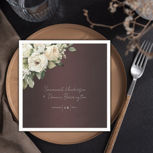 Boho Rozen en Elegante Bourgondische bruiloft Servet