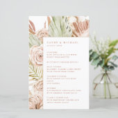 Boho Rozen en het Menu van de Gebeurtenis van de T (Staand voorkant)