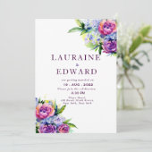 Boho Rozen en pinda's paarse waterverf bouquet Kaart (Staand voorkant)