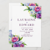 Boho Rozen en pinda's paarse waterverf bouquet Kaart (Voorkant / Achterkant)