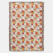 Boho rozen en veren bloemenpatroon deken (Voorkant Verticaal)