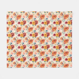 Boho  rozen en veren bloemenpatroon fleece deken