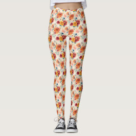 Boho  rozen en veren bloemenpatroon leggings