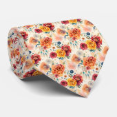 Boho rozen en veren bloemenpatroon stropdas (Opgerold)