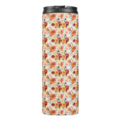 Boho  rozen en veren bloemenpatroon thermosbeker (Achterkant)