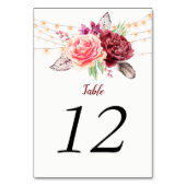 Boho Rozen Feather String Light Tafelnummer Kaarte (Voorkant)