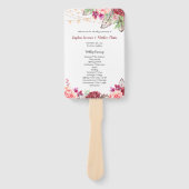 Boho Rozen Feathers Lights Trouwprogramma Handwaaier (Voorkant)