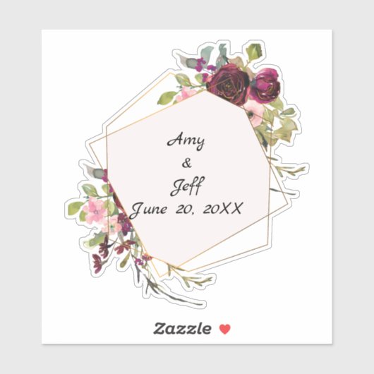 Boho Rozen Geometrische trouwdata Sticker (Vel)