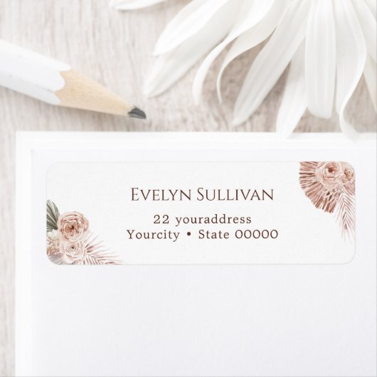 Boho rozen geven adreslabel terug etiket (Insitu)