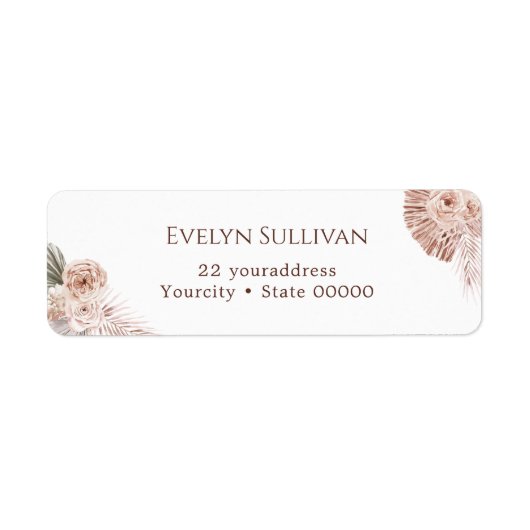 Boho rozen geven adreslabel terug etiket (Voorkant)