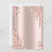 Boho Rozen Glitter Crown Drop Quinceañera Kaart (Achterkant)