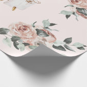 Boho Rozen Oh Baby Brown en Roze Bassinet Cadeaupapier (Hoek)