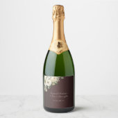 Boho Rozen op Marsala Bruiloft Sparkling Wijnetiket (Voorkant)