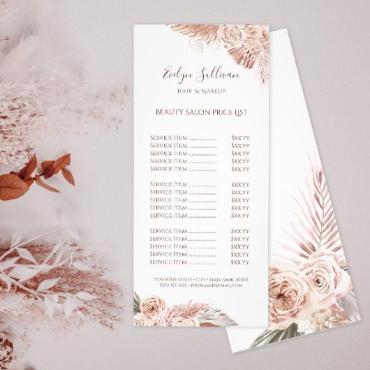 Boho rozen prijslijst rackkaart reclamekaart