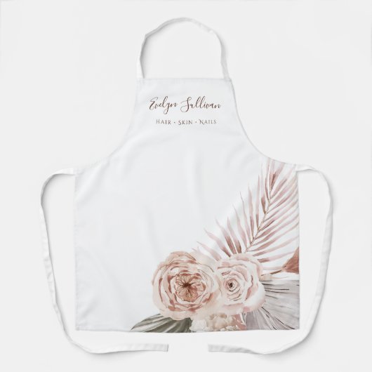 Boho rozen schoonheidsberoeps schort (Voorkant)