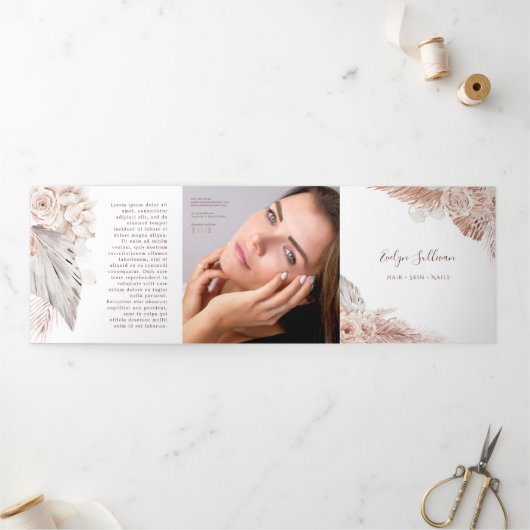 Boho rozen Trifold Brochure Drieluik Kaart (Buitenkant)