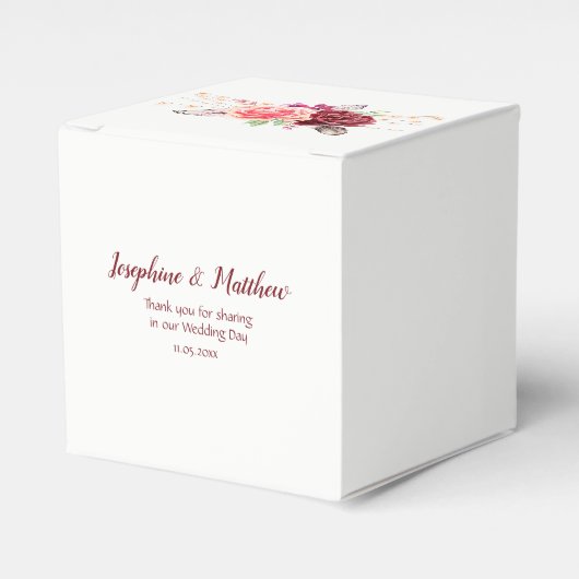 Boho Rozen Veren Lichten Bruiloft Bedankdoosjes (Voorkant Zijde)