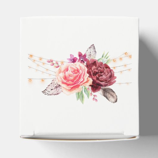Boho Rozen Veren Lichten Bruiloft Bedankdoosjes (Bovenkant)