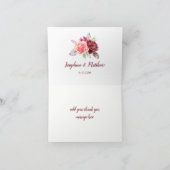 Boho Rozen veren lichten bruiloft dank u Bedankkaart (Binnen)