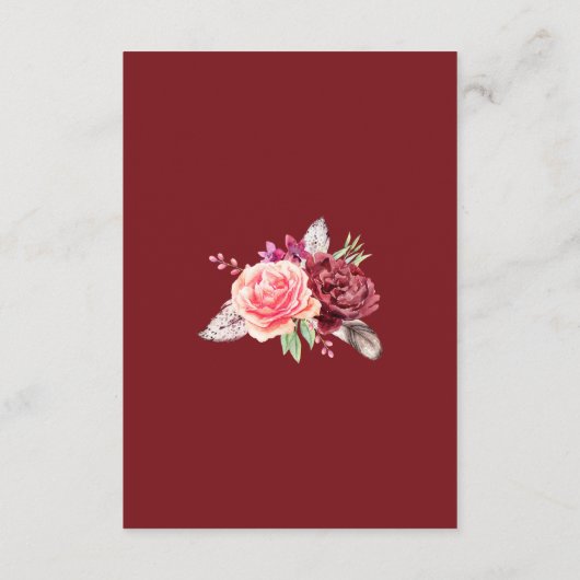 Boho Rozen veren lichten bruiloft goed wensen Informatiekaartje (Achterkant)