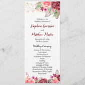 Boho Rozen Veren Lichten Bruiloft Programmakaart (Voorkant)