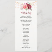 Boho Rozen Veren Lichten Bruiloft Programmakaart (Achterkant)