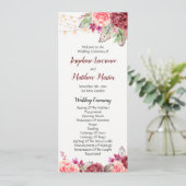 Boho Rozen Veren Lichten Bruiloft Programmakaart (Staand voorkant)