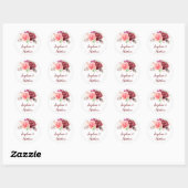 Boho Rozen Veren Lichten Bruiloft Ronde Sticker (Vel)