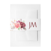 Boho Rozen Veren Lichten Monogram Bruiloft Uitnodigingen Wikkel (Voorkant Voorbeeld)