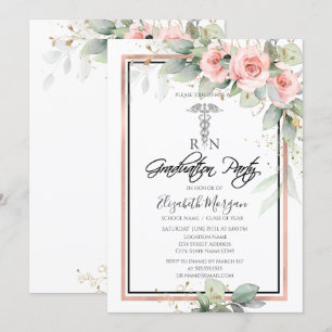Boho Rozen Verpleegster Afstudeerfeest Kaart